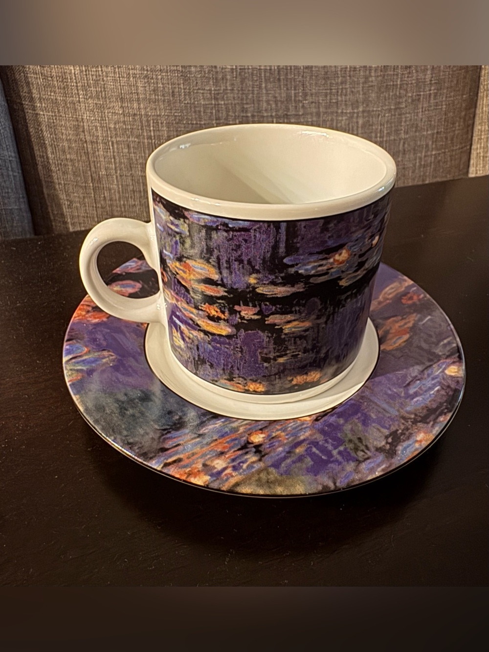 Sakura Claude Monet Purple and Orange Impressionist Demitasse Cup and Saucer